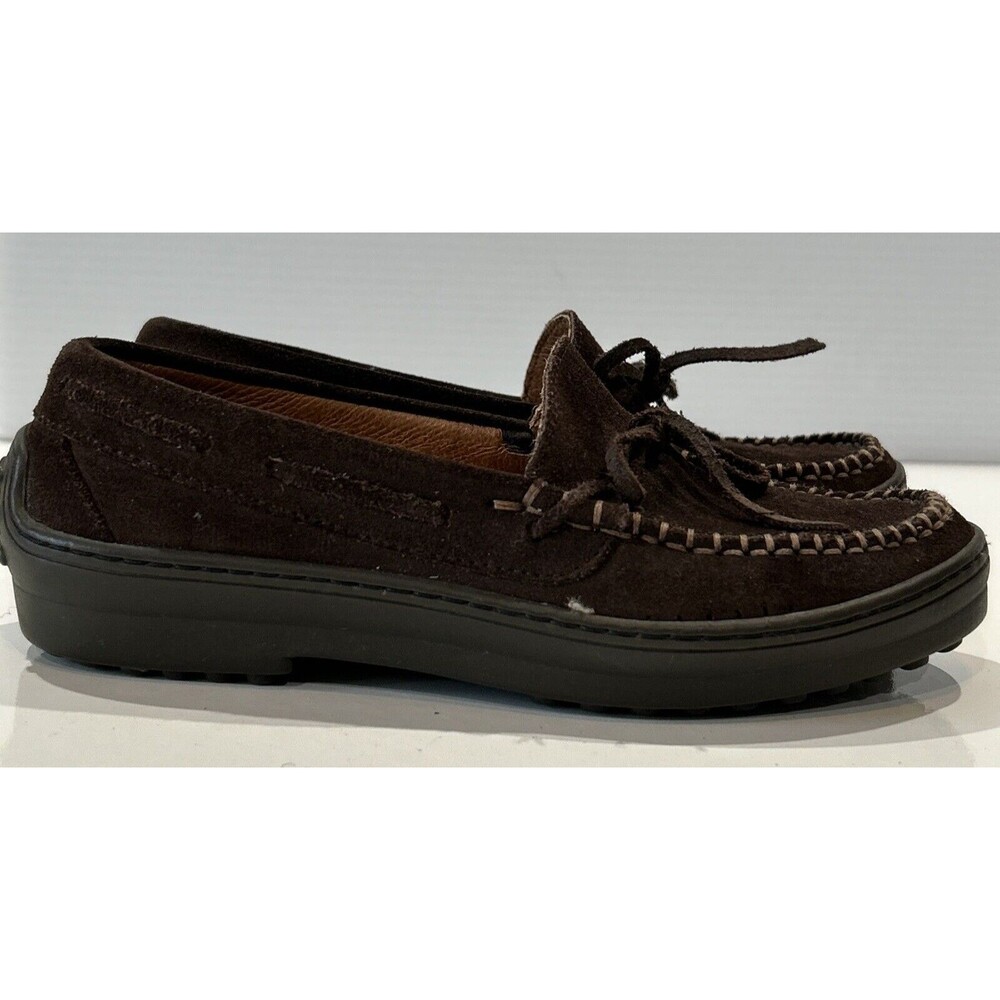Eddie Bauer Womens 6.5 Driving Loafers Brown Suede Slip On Moccasin Flats Shoes